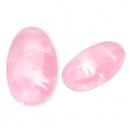 Abalorios acr&iacute;licos ovalado largo Rosa-m&aacute;rmol