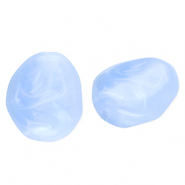 Abalorios acrílico con forma de huevo Azul-mármol