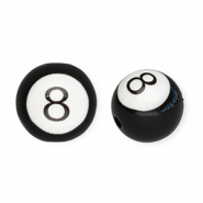 Abalorios acrílicos 16 mm redondos bola-8 Negro-blanco