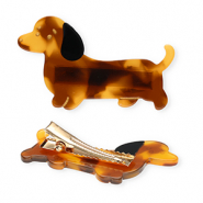 Accesorios pinza para el pelo perrito salchicha Marr&oacute;n-negro-dorado