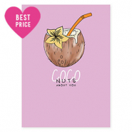 Tarjetas para joyer&iacute;a "Coco nuts about you" Lila-marr&oacute;n