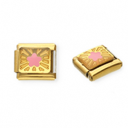 Acero Inox link-eslabón para pulsera italiana con dijes Acero Inox estrella Dorado-rosa-amarillo