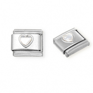 Acero Inox link-eslabón para pulsera italiana con dijes Acero Inox corazón con strass Plateado-cristal