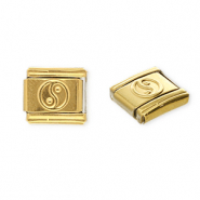 Acero Inox link-eslabón para pulsera italiana con dijes Acero Inox Yin & Yang Dorado