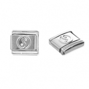 Acero Inox link-eslabón para pulsera italiana con dijes Acero Inox Yin & Yang Plateado