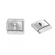 Acero Inox link-eslabón para pulsera italiana con dijes Acero Inox con anilla Plateado