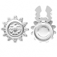 Cubrebotones Acero Inox sol con rostro Plateado