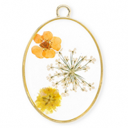 Colgantes con flores secas óvalo Dorado-blancuzco-naranja delicado-naranja