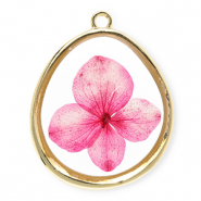 Colgantes con flores secas con forma de huevo Dorado-rosa oscuro