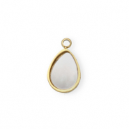 Colgante Acero Inox concha gota Dorado-blanco (color natural)