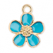 Colgantes metálicos flor Dorado-azul