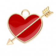 Colgantes metálicos corazón con flecha Dorado-rojo
