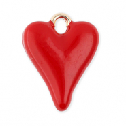 Colgantes metálicos corazón Dorado-rojo