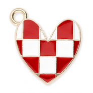 Colgantes metálicos corazón con cubitos Dorado-rojo-blanco