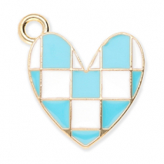 Colgantes metálicos corazón con cubitos Dorado-azul-blanco
