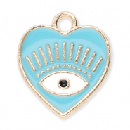 Colgantes metálicos corazón con ojo providencia Dorado-azul-blanco