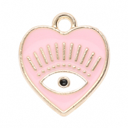 Colgantes metálicos corazón con ojo providencia Dorado-rosa claro-blanco