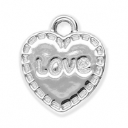 Colgantes metálicos corazón "Love" Plateado