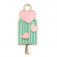 Colgantes metálicos paleta de hielo con corazones Dorado-verde-rosa claro