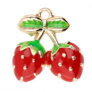 Colgantes metálicos fresa Dorado-rojo-verde
