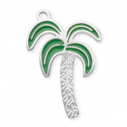 Colgantes Acero Inox palmera Plateado-verde oscuro