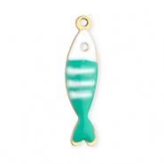 Colgantes Acero Inox pez Dorado-turquesa menta-blanco