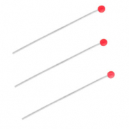 BY31&reg; Fornituras Acero inox bast&oacute;n con cabeza bola 35mm Plateado-rojo