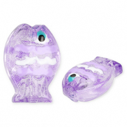 Abalorios de vidrio a mano pez Morado bígaro transparente-blanco-negro-cyan