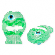 Abalorios de vidrio a mano pez Verde menta neón transparente-blanco-negro-cyan