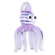 Colgantes de vidrio pintados a mano pulpo Púrpura claro transparente