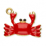 Colgantes Acero Inox esmalte cangrejo Dorado-rojo-negro