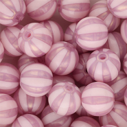 DQ&reg; Abalorios acr&iacute;licos 12 mm con rayas Rosa vintage