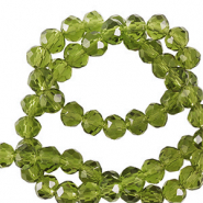 Abalorios faceteados disco 4x3mm Verde oscuro