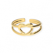 Anillos Acero Inox coraz&oacute;n Dorado