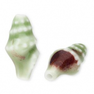 Abalorios de cer&aacute;mica bocina Verde claro-marr&oacute;n