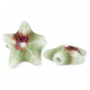 Abalorios de cer&aacute;mica estrella de mar Verde claro-marr&oacute;n