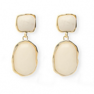Pendientes trendy con perno de acero inox Dorado-beige