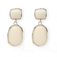 Pendientes trendy con perno de acero inox Plateado-beige