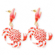 Pendientes trendy en esmalte cangrejo con perno de acero inox Dorado-rojo-rosa-blanco