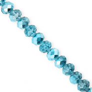 Abalorios faceteados disco 8x6mm Azul verdoso-revestimiento pearl shine
