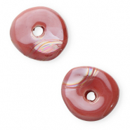 Abalorios de cerámica griega DQ dona Rosa magenta neblina