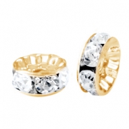 Abalorios Strass rondeles 8mm oro-cristal