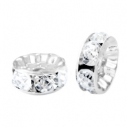 Abalorios Strass rondeles 6mm plata-cristal