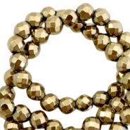 Abalorios Hematita bola faceteada 6mm Oro viejo