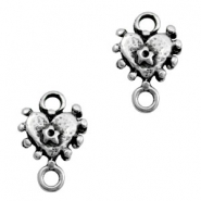 Colgantes/entrepiezas metálicas TQ corazón plata vieja (sin níquel)