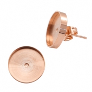 Pendientes Polaris acero inox con engaste para cabuch&oacute;n 7mm / Swarovski SS34 Oro rosado
