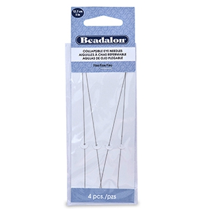 Agujas de ojo plegable Beadalon 12.7cm fina Plateado