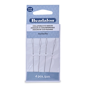Agujas de ojo plegable Beadalon 6.4cm fina Plateado