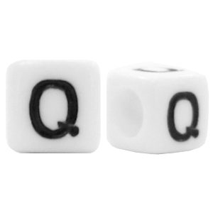 Abalorios alfabeto acr&iacute;lico letra Q blanco