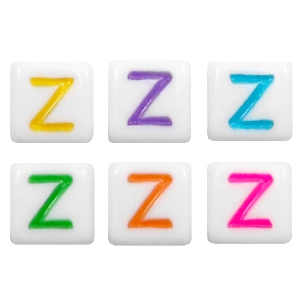 Abalorios alfabeto acr&iacute;lico letra Z multicolor-blanco